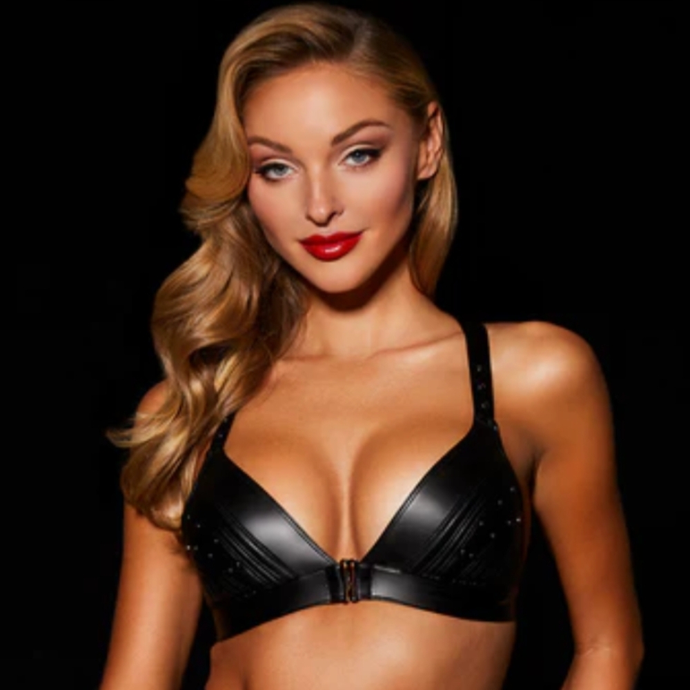 Black Faux Leather Bralette